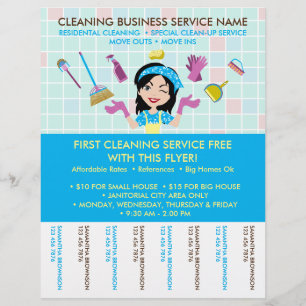 Reinigung von Janitorial Tickets Werbung Mädchen M Flyer