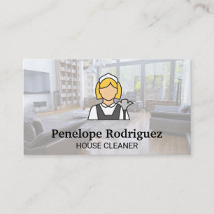 Reinigungsabzieher-Logo Hausmeisterin Visitenkarte