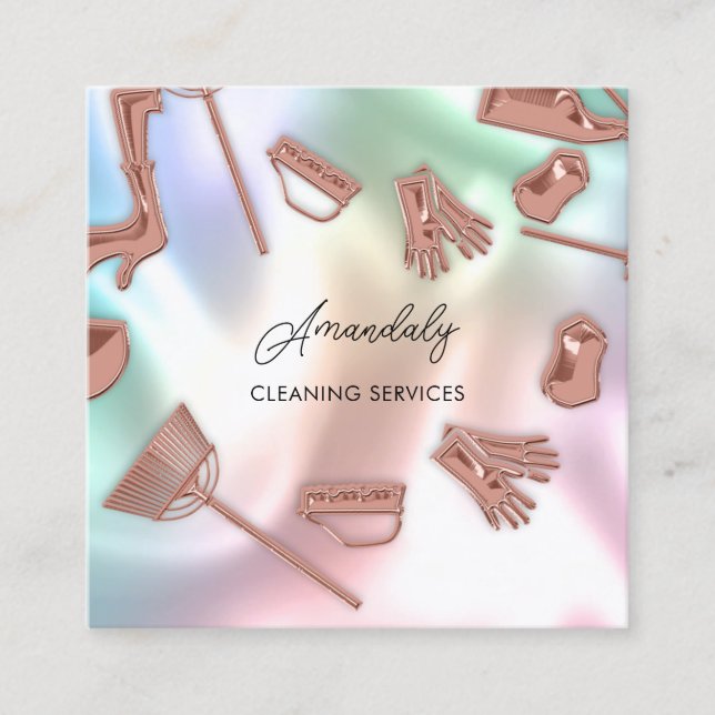 Reinigungsämter QR-Code-Rose Quadratische Visitenkarte (Vorderseite)