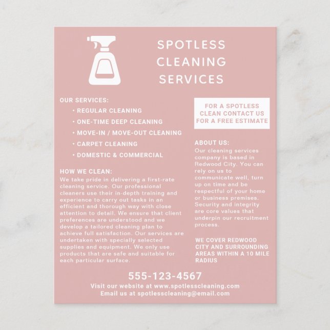 Reinigungsanstalt Spray Flasche Dusty Pink Flyer (Vorne)