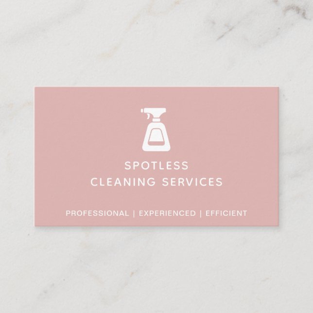 Reinigungsanstalt Spray Flasche Dusty Pink  Visitenkarte (Vorderseite)