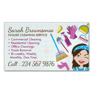 Reinigungsdienst Janitorial Lady Tile Washing Magnetische Visitenkarte