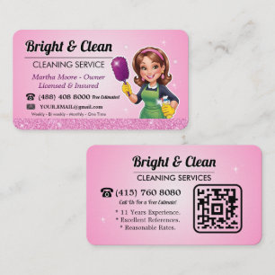 Reinigungsdienst QR-Code Pink Maid Visitenkarte