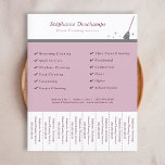 Reinigungsdienst reißen Abstriche Flyer ab<br><div class="desc">Ein Flyer mit Abreißstreifen in Rosa und Grautönen mit einer Abbildung eines Besens und seiner Sterne. Es ist vollständig anpassbar und kann für Aktivitäten wie Hausreinigung,  Sanitäranlagen,  Zimmermädchen usw. geeignet sein.</div>