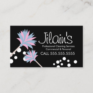 Reinigungsdienste Duster Pink Business Card Visitenkarte