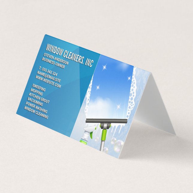 Reinigungsdienste | Fensterreinigung | Squeegee Visitenkarten (Vorderseite)