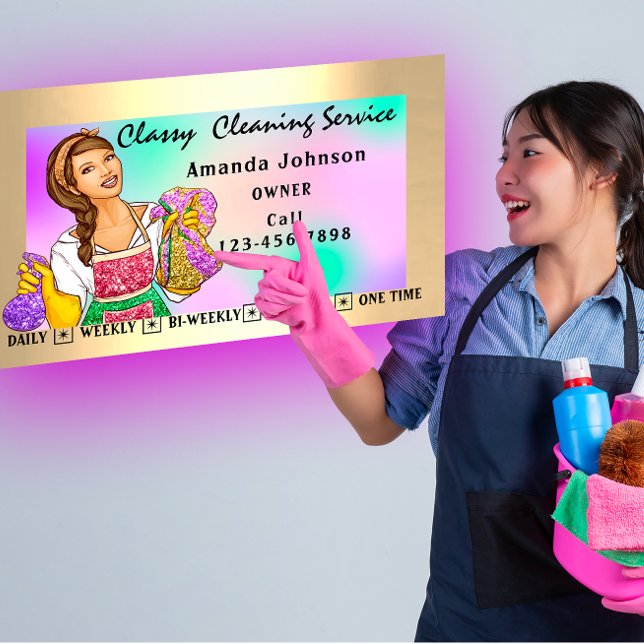 Reinigungsdienste für Klassenhäuser Gerahmt Visitenkarte (Classy House Office Cleaning Services Maid Framed Business Card)