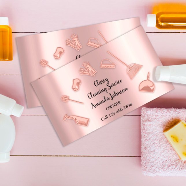 Reinigungsdienste Gold-Logo-Maid Office-Rose Visitenkarte (Von Creator hochgeladen)