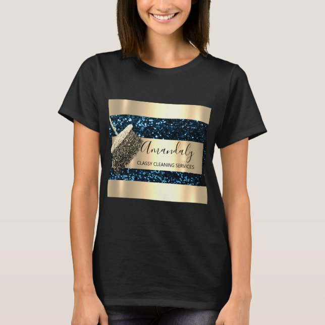 Reinigungsdienste Haushaltshaus Behaltend Gold Nav T-Shirt (Vorderseite)