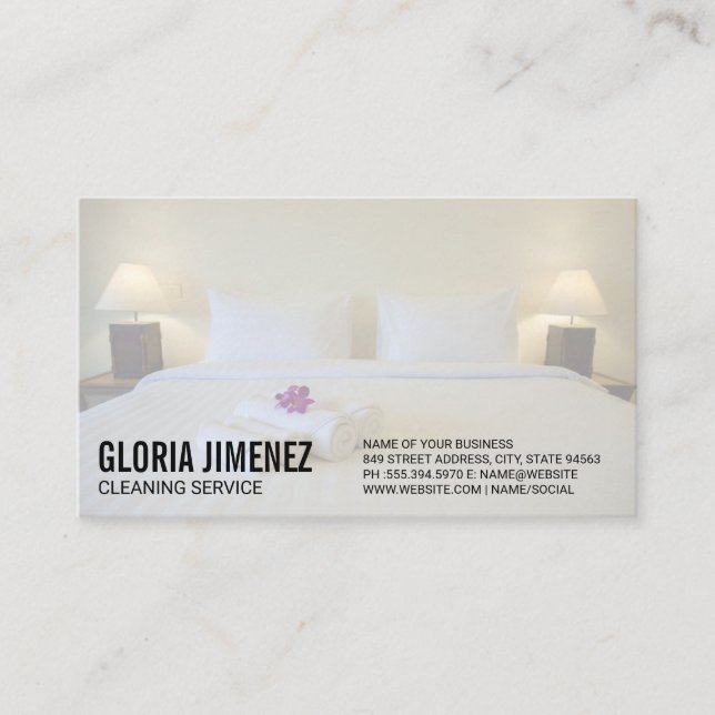 Reinigungsdienste | Hotel Bedroom Visitenkarte (Vorderseite)