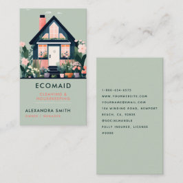 Reinigungsdienste Housekeeping Scandi House Floral Visitenkarte