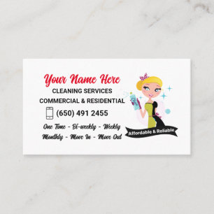 Reinigungsdienste Janitor Lady Business Card Visitenkarte