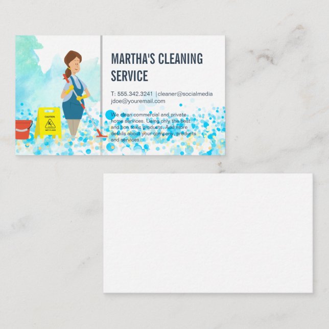 Reinigungsdienste | Maid Scrubbing Floor Visitenkarte (Vorne/Hinten)