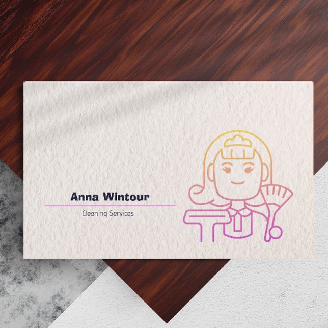 Reinigungsdienste Qr-Code Minimalistisch Visitenkarte (Cleaning Services Qr Code Minimalist Business Card)