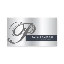Reinigungsdienste Silver Monogram Business Card