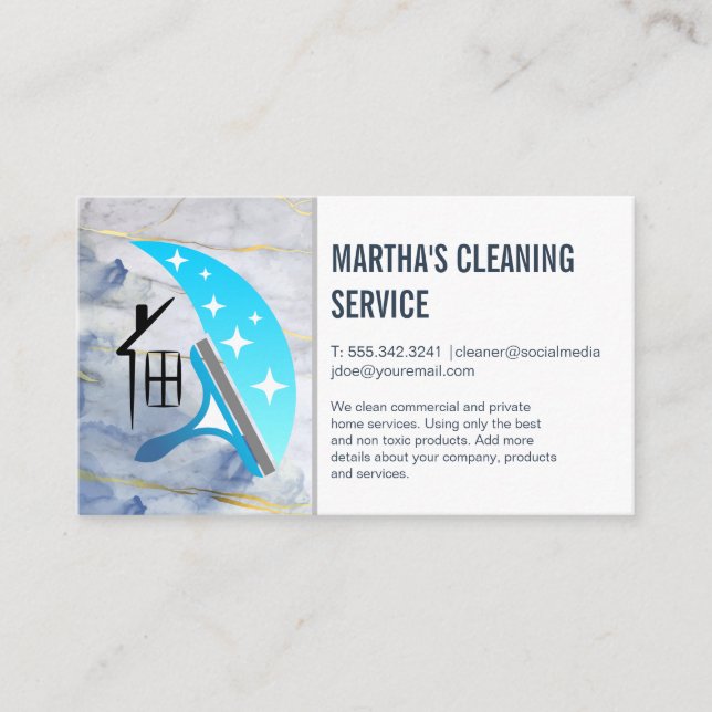 Reinigungsdienste | Squeegee-Zuhause-Logo Visitenkarte (Vorderseite)