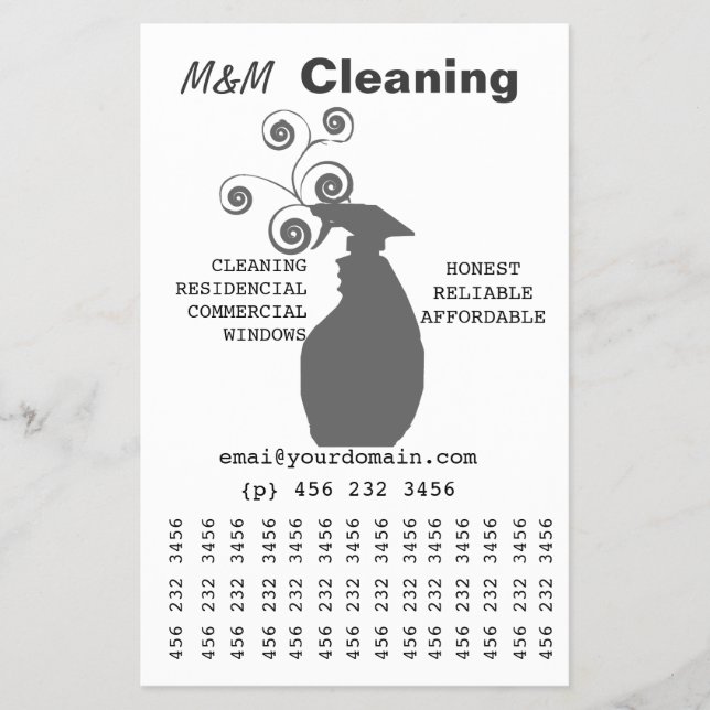 Reinigungsdienste Wirbel, die Flaschen spritzen Flyer (Vorne)