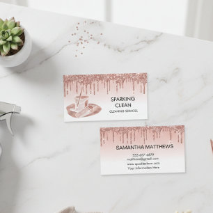 Reinigungsdienste Zuhause Business Rose Gold Tropf Visitenkarte