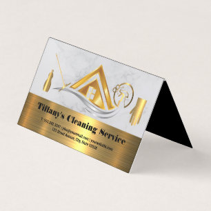 Reinigungsdienste   Zuhause Gold Metallic Icons Visitenkarten