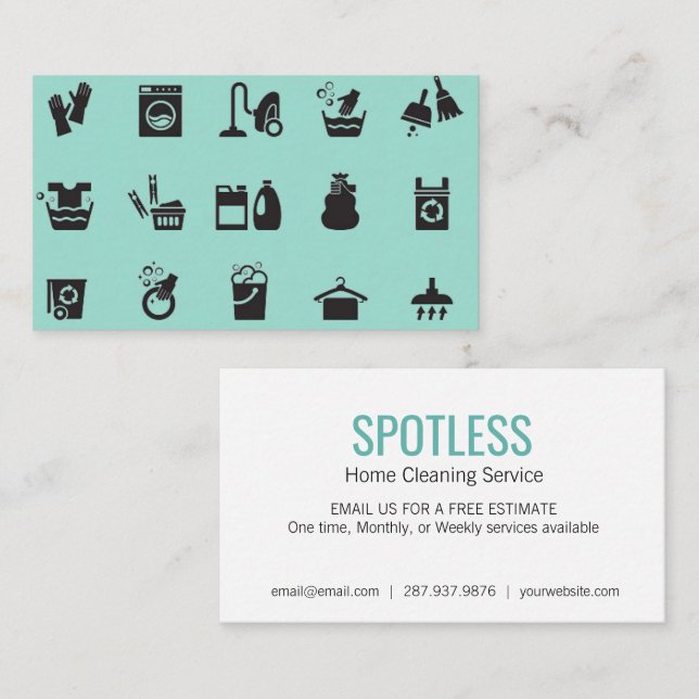 Reinigungsdienstmuster Business Card Visitenkarte (Vorne/Hinten)