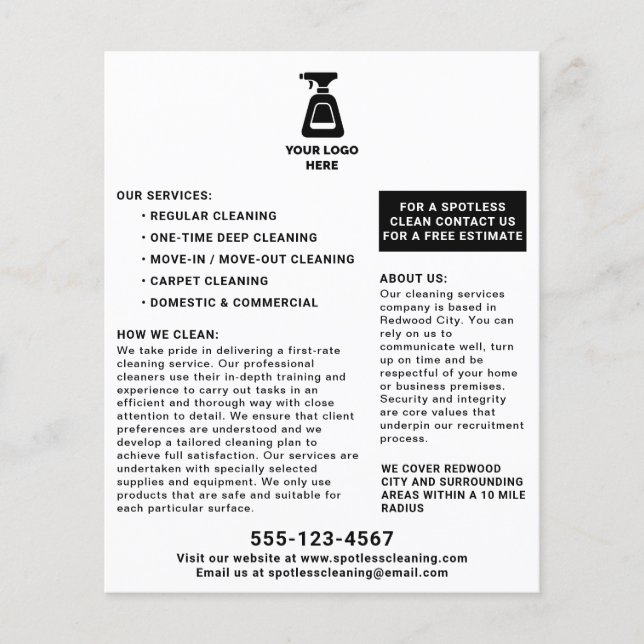 Reinigungsfirma Fügen Sie Ihrem Logo schwarzen Tex Flyer (Vorne)