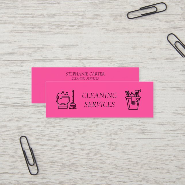 Reinigungsfirma für Heiß-Pink Mini Visitenkarte (Vorderseite/Rückseite Beispiel)