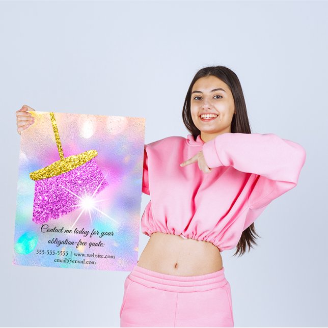 Reinigungshaus Behaltend Holograph Pink Flyer (Cleaning Service House Keeping Holograph Pink Flyer)