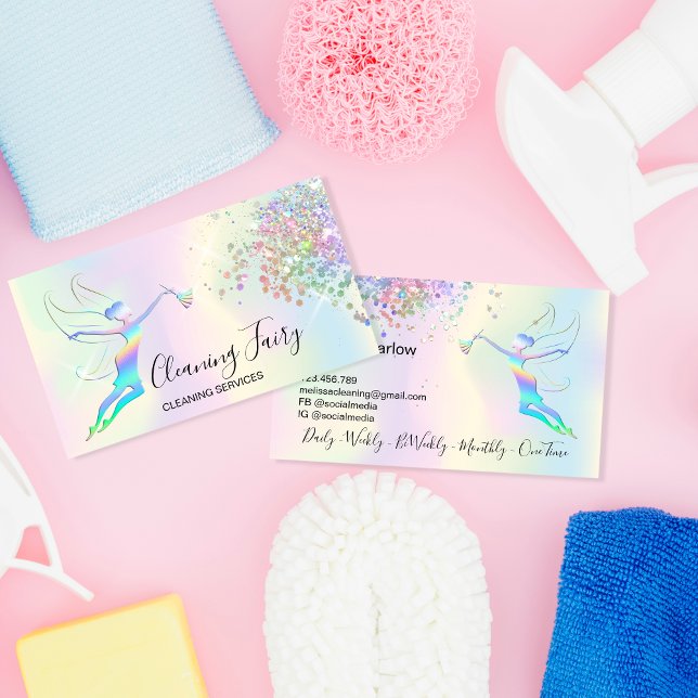 Reinigungshaus Sparkling Holograph Fairy Visitenkarte (Von Creator hochgeladen)