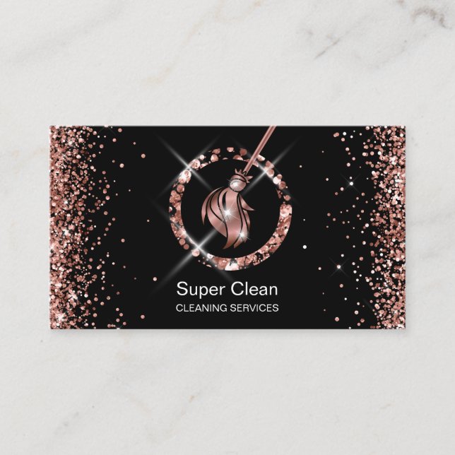 ReinigungsHouse Sparkling Rose Gold Glitzer Bu Visitenkarte (Vorderseite)