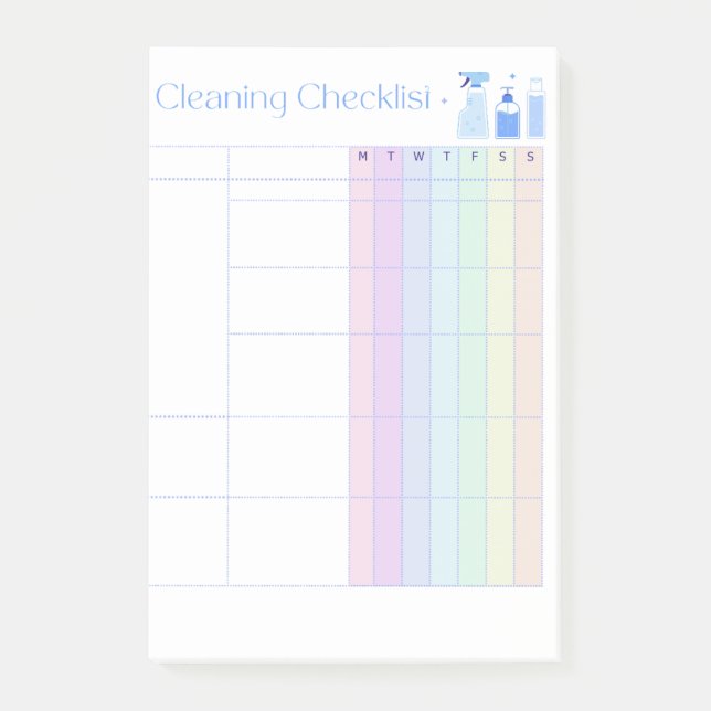 Reinigungsliste Post-it Klebezettel (Vorderseite)