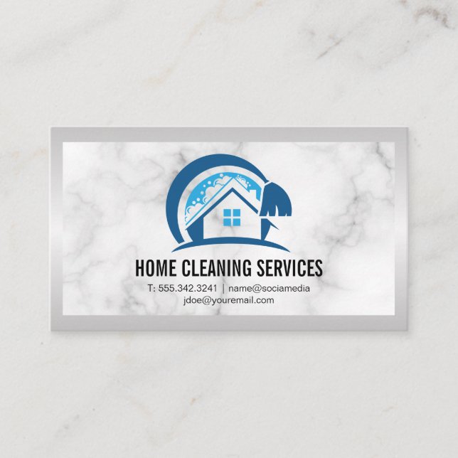Reinigungslogo | Marmor Visitenkarte (Vorderseite)