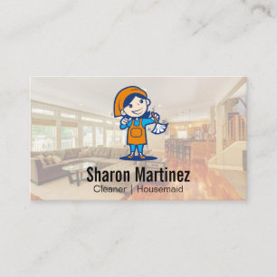 Reinigungsmaid   Business Card House Services Visitenkarte