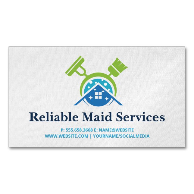 Reinigungsmittel für Broom-Mop | Maid-Services Magnetische Visitenkarte (Vorderseite)