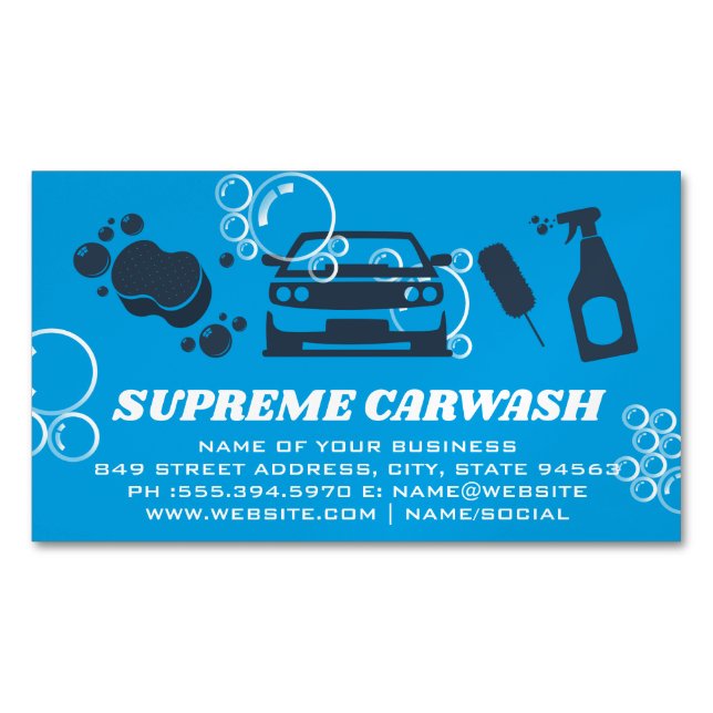 Reinigungsmittel für Carwash | Seifenblasen Magnetische Visitenkarte (Vorderseite)