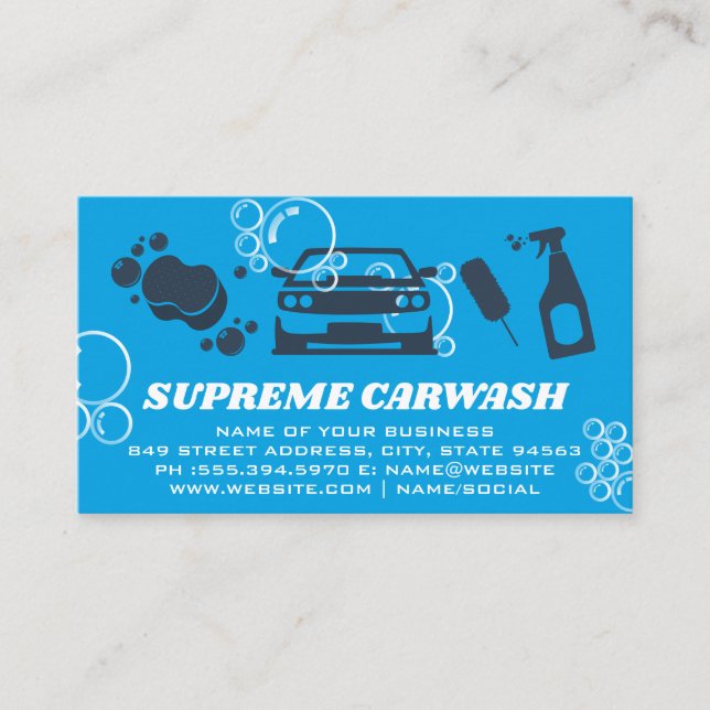Reinigungsmittel für Carwash | Seifenblasen Visitenkarte (Vorderseite)