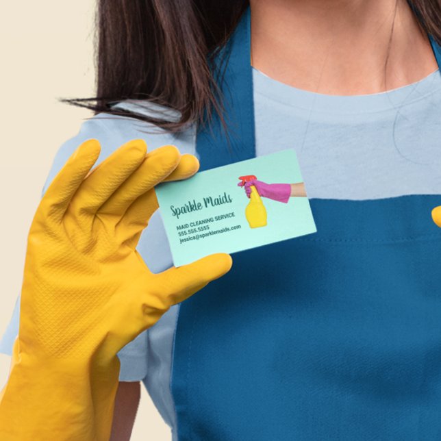 Reinigungsservice Aquamarin Trendy Magnetische Visitenkarte (Von Creator hochgeladen)
