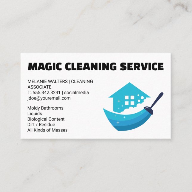 Reinigungsservice | Broom Zuhause-Logo Visitenkarte (Vorderseite)