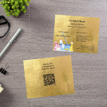 Reinigungsservice Gold QR-Code Flyer<br><div class="desc">Ein eleganter und glamouröser Flyer für Reinigungsservice auf einem vergoldeten Imitat mit einer Einrichtung für die Reinigung. Personalisieren und hinzufügen Ihren Namen, Text-Kontakt-Informationen. Fügen Sie Ihrer Website-Adresse auf der Rückseite Ihren eigenen QR-Code hinzu:</div>