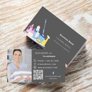 Reinigungsservice Graues Foto QR-Prämie Visitenkarte