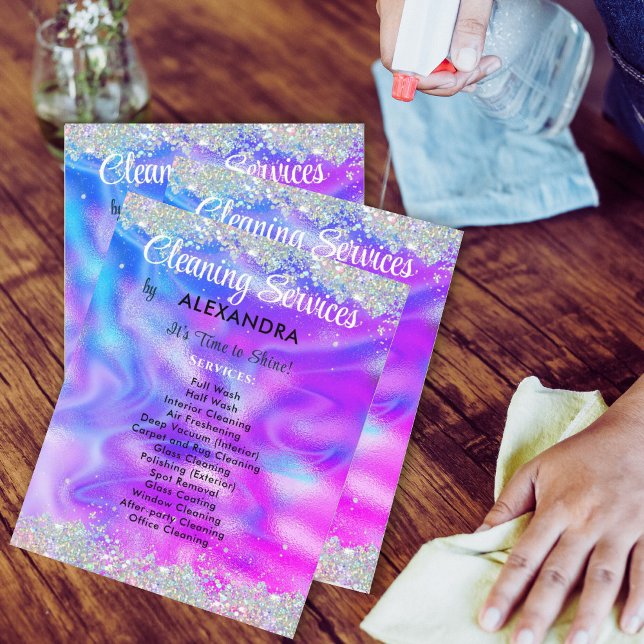 Reinigungsservice-Haus Behaltend Holografisches Li Flyer (Von Creator hochgeladen)