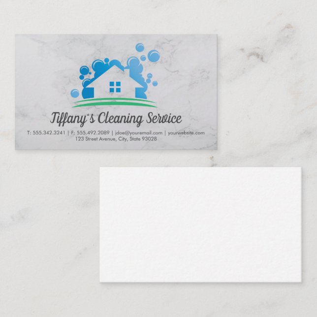 Reinigungsservice | House Soap Bubble Logo Visitenkarte (Vorne/Hinten)