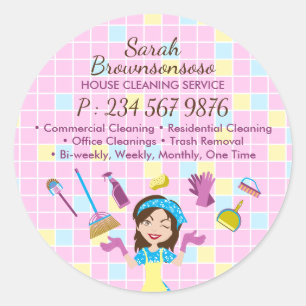Reinigungsservice Janitorial Maid Girl Worker Runder Aufkleber