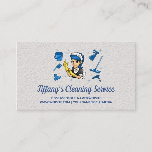 Reinigungsservice | Maid Cleaner-Logo Visitenkarte (Vorderseite)