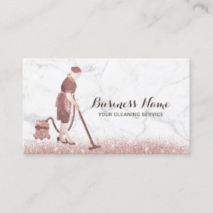 Reinigungsservice Marmor & Rose Gold Glitzer Haush Visitenkarte