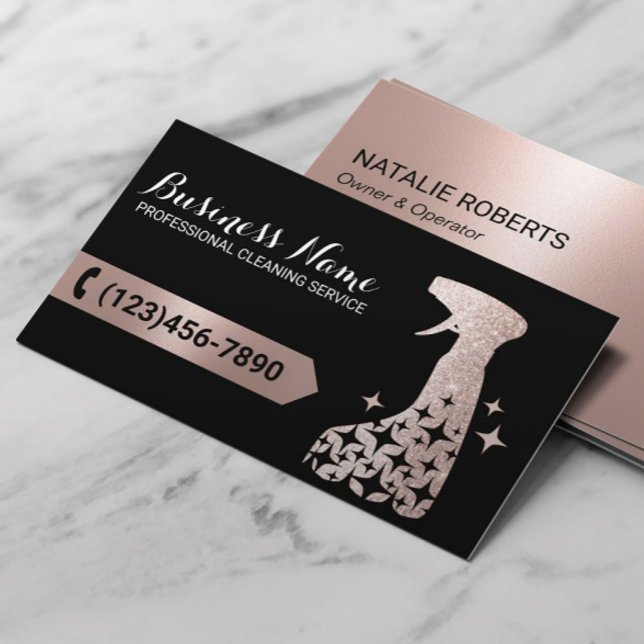 Reinigungsservice Moderne Rose Gold Spray Cleaner Visitenkarte (Von Creator hochgeladen)