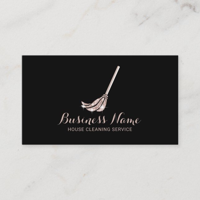 Reinigungsservice Rose Gold Mop Logo Maid Service Visitenkarte (Vorderseite)