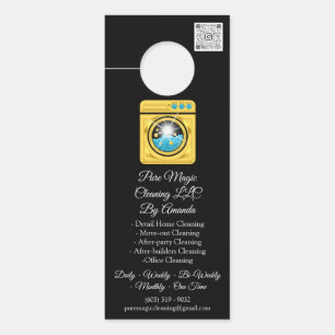 Reinigungsservice Wäsche waschen QRCode Gold Black Türanhänger
