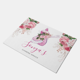 Reinigungsservice Wasserfarbe Rosa Schüssel Seife Fußmatte