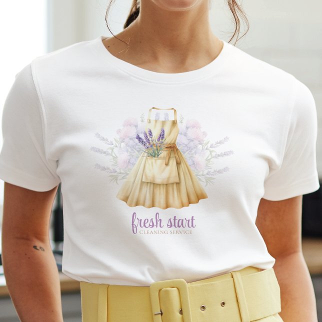 Reinigungsservice Wasserfarben Lavendel Schürze T-Shirt (Von Creator hochgeladen)
