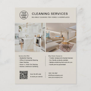 Reinigungsservices Logo Foto QR-Code Flyer